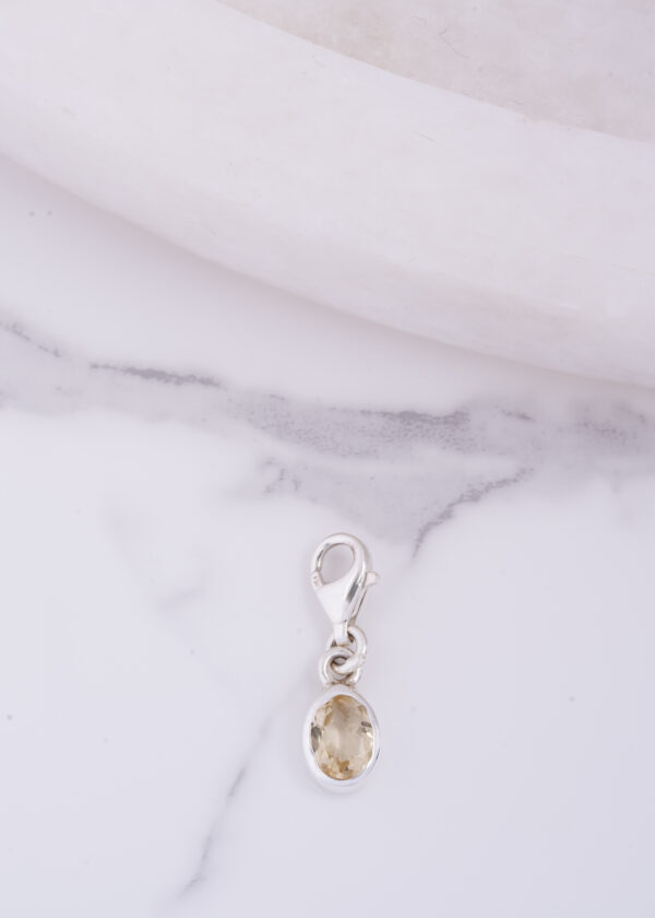 Oval Form Sitrin 925® Gümüş Charm