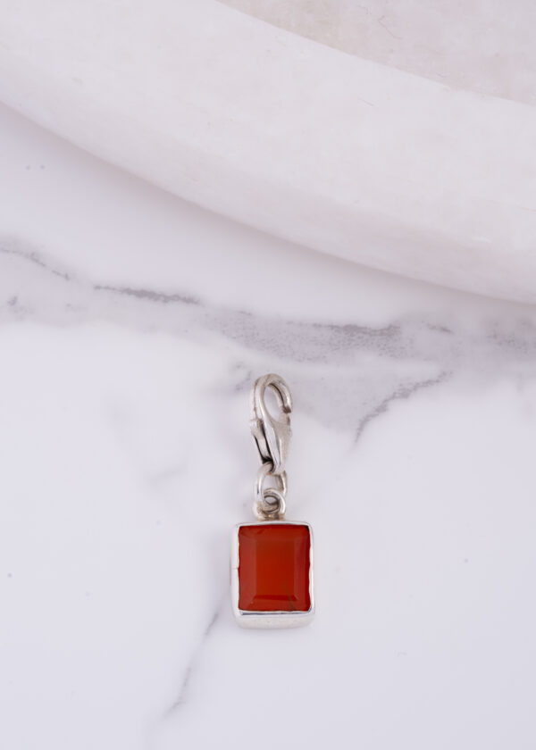 Dikdörtgen Form Akik 925® Gümüş Charm